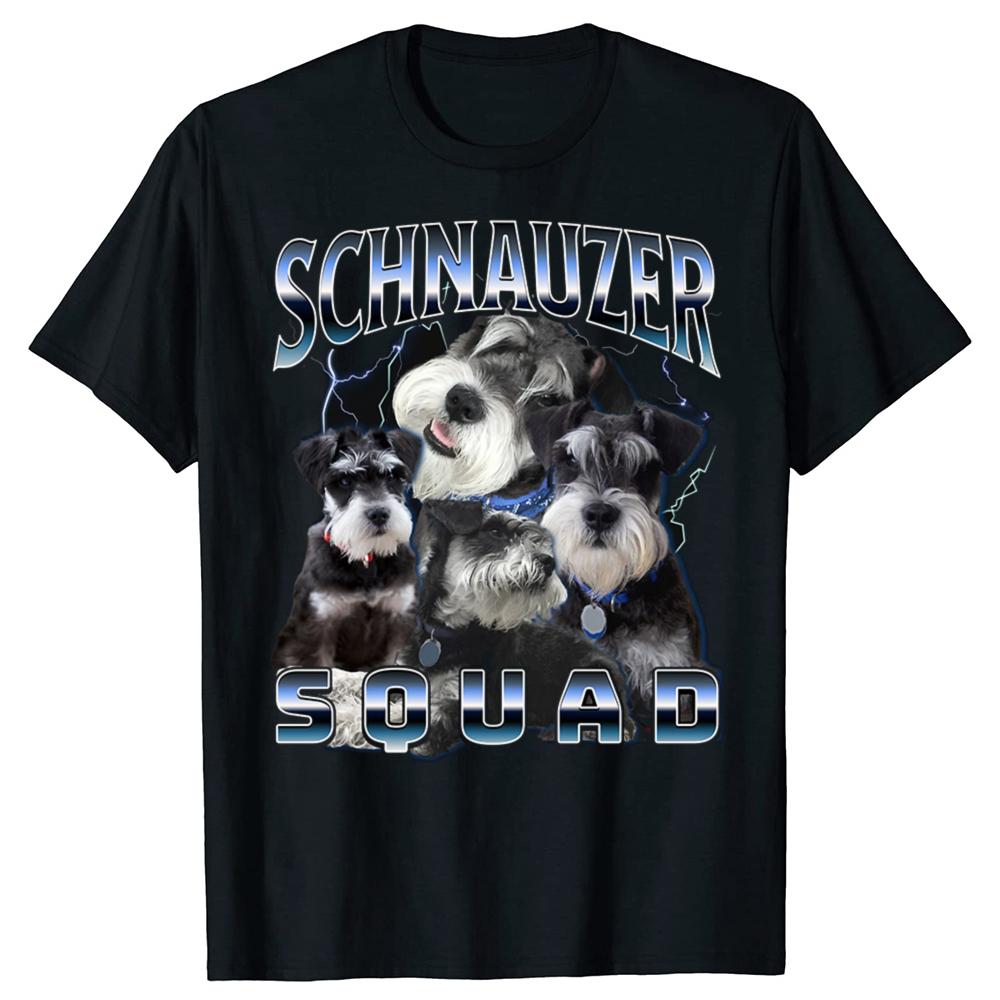 Funny Vintage Schnauzer Dog Squad Graphic Tshirt Men Women Hip Hop Oversized T Shirt 100 Cotton Comfort Tshirts