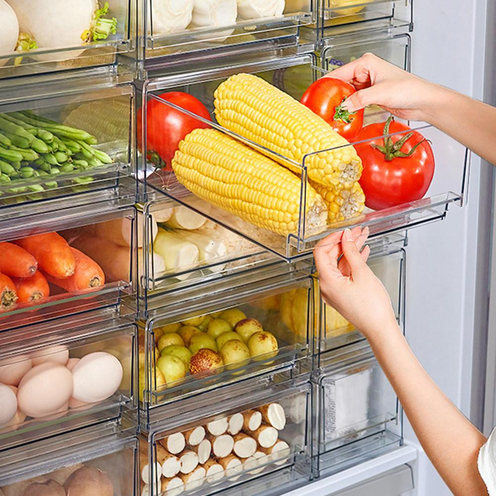 Fridge Food Vegetable Fruit Storage Box Drawer Transparent Refrigerator Organizer Bin Drawer for Fruits Vegetables Snacks