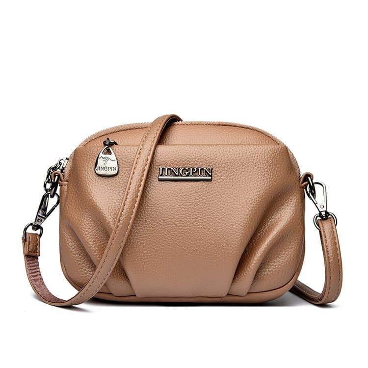 Lychee Pattern Soft Leather Messenger Bag Female