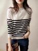 Code Division High Neck Striped Women's Sweater: Fashionable Autumn/Winter Long Sleeve Loose Fit Top