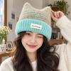 Warm Knitted Beanie Windproof Winter Cap Cute Cat Ear Hat Autumn Winter