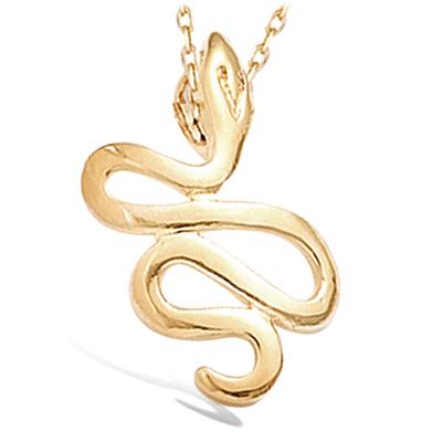 [B7593] - Gold Plated 'Mythical Snake' Pendant - 15x25 Mm