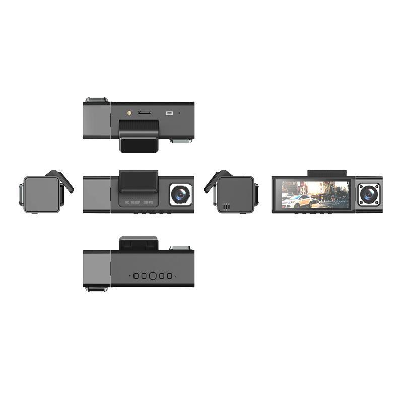 Triple-recording Dash Cam with Front, Interior, and Rearview Recording, Plus a Reversing Camera Function. It Features a Compact