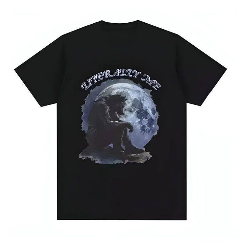 Wolf Pattern Pure Cotton Printed Men's and Women's Personalized Casual Short Sleeved Summer New Fashionable Round Neck T-shirt