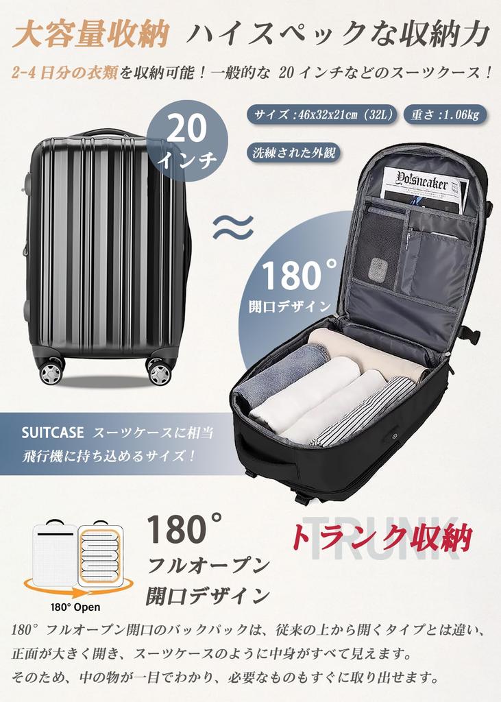VENDAGO Business Backpack, Large Capacity, for Men and Women, Waterproof, 3-Way, with Insulated Pocket, 180° Opening Design, Shoe Pocket, and WetDry