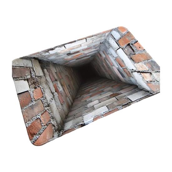 3D Hole Rug Realistic Optical Illusion Rug Funny Bottomless Pit Doormat Absorbent Non-slip Floor Mat for Bathroom Living Room Entryway