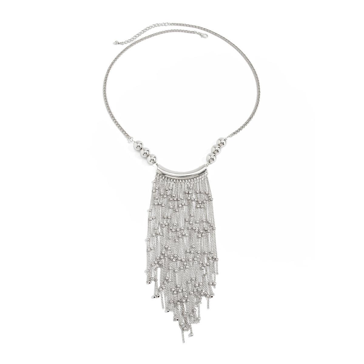 

Exaggerated CCB Bead Tassel Pendant Necklace Women Vintage Geometric Clavicle Chain Party Jewelry Gift