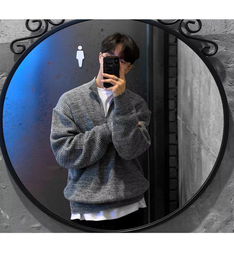 Korean Style Men's Autumn Half Zip Cardigan Sweater - Handsome Versatile Stand Collar Knitted Top Turtleneck Jacket