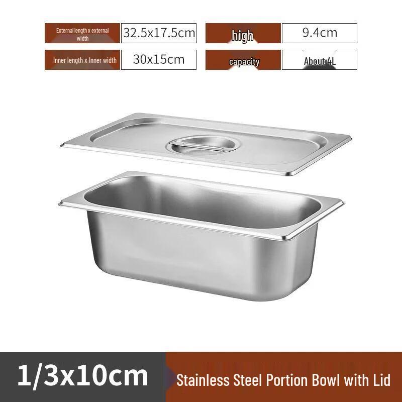 Stainless Steel Half-Size Food Pan with Lid