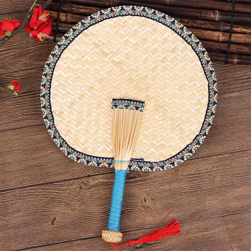 TaTanice Chinese Style Handwoven Wheat Straw Fan