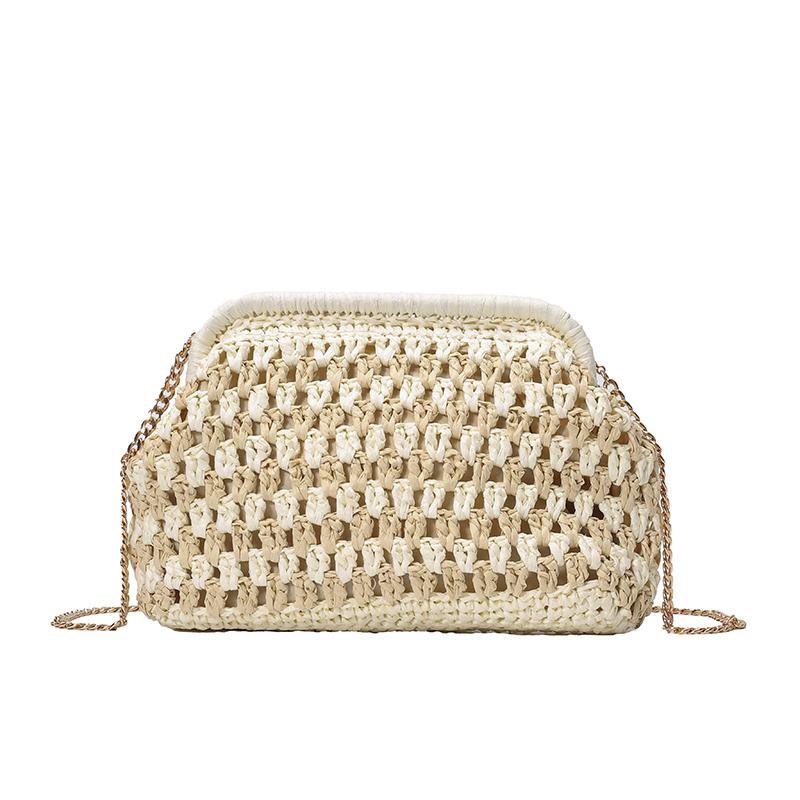 

Stylish Woven Rattan Clutch Bag for Women – Elegant Crossbody Purse with Chain Strap and Boho Design бежевый/белый