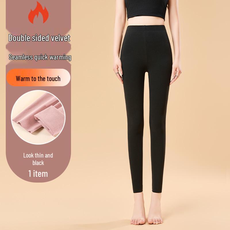 Velvet Autumn Women's Low Waist Double-Sided Brushed Warm Leggings