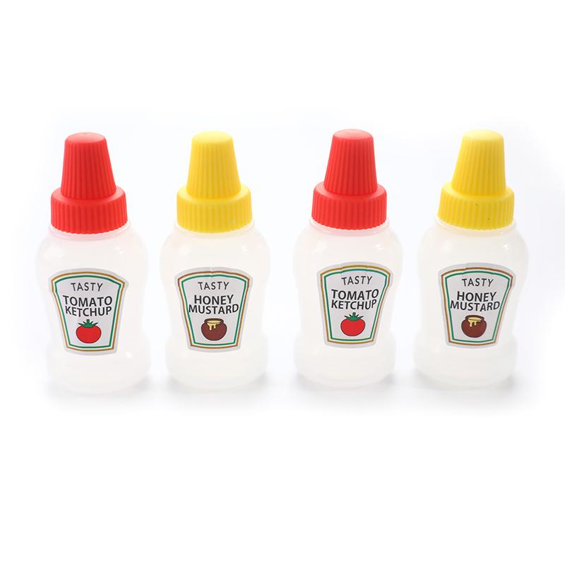 4Pcs 25Ml Mini Tomato Ketchup Bottle Portable Sauce Salad Dressing Container