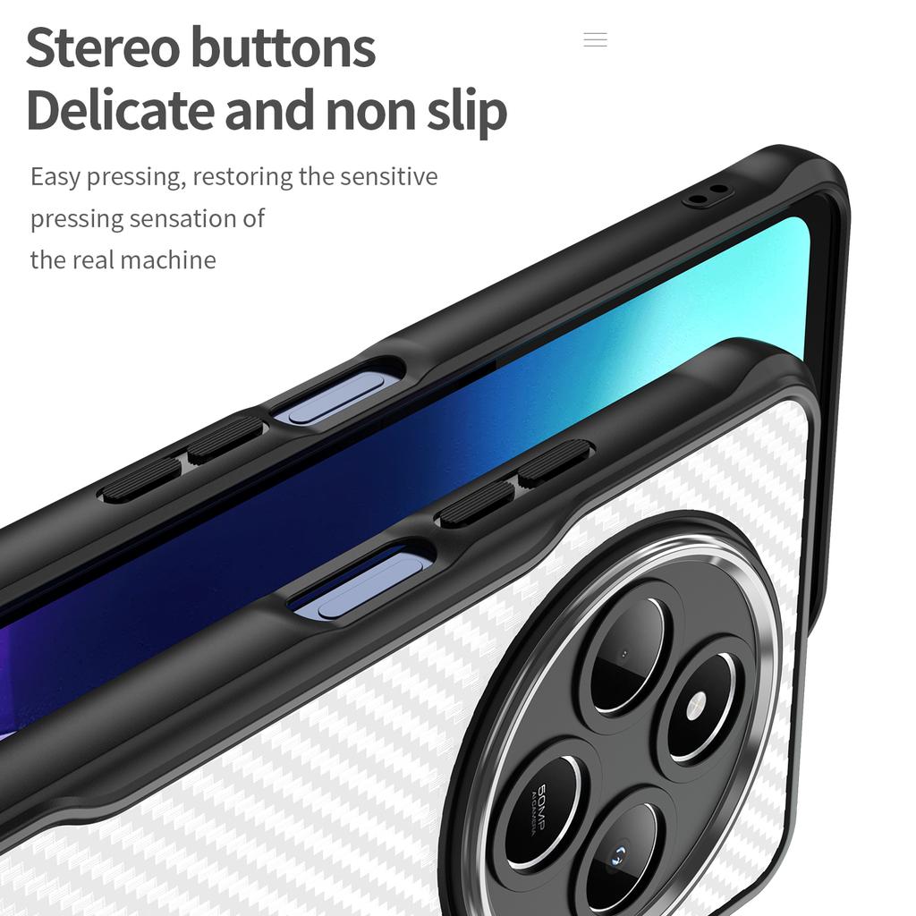 For Xiaomi Poco C75 4G/Redmi 14R 5G/14C 4G Case Carbon Fiber Scratch-Resistant TPU+PC Phone Cover