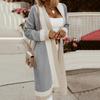 Women's  And Winter Women's Solid Color Stitching Long-sleeved Cardigan Knitted Sweater