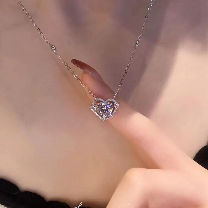 Luksus Zircon Sweet Heart anheng Halskjeder Utsøkt klavikulær kjede For kvinner Jenter Fine smykker Tilbehør Gaver