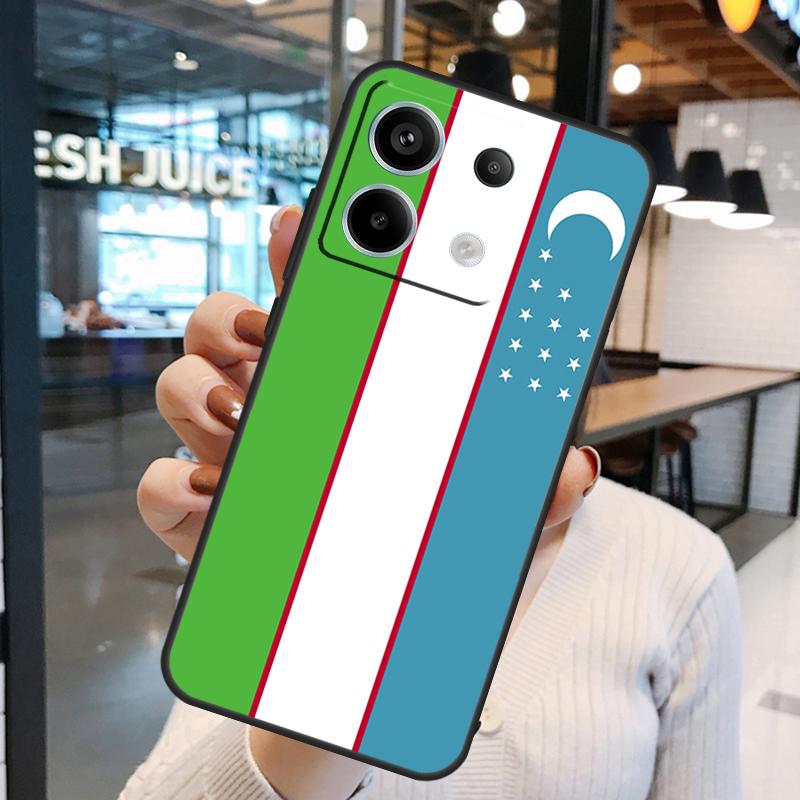 Uzbekistan Flag Coat Of Arms Case For Xiaomi Redmi Note 13 Pro 10 11 12 14 15 Pro Plus Redmi 15C 14C 10C 12C 13C 15 Cover