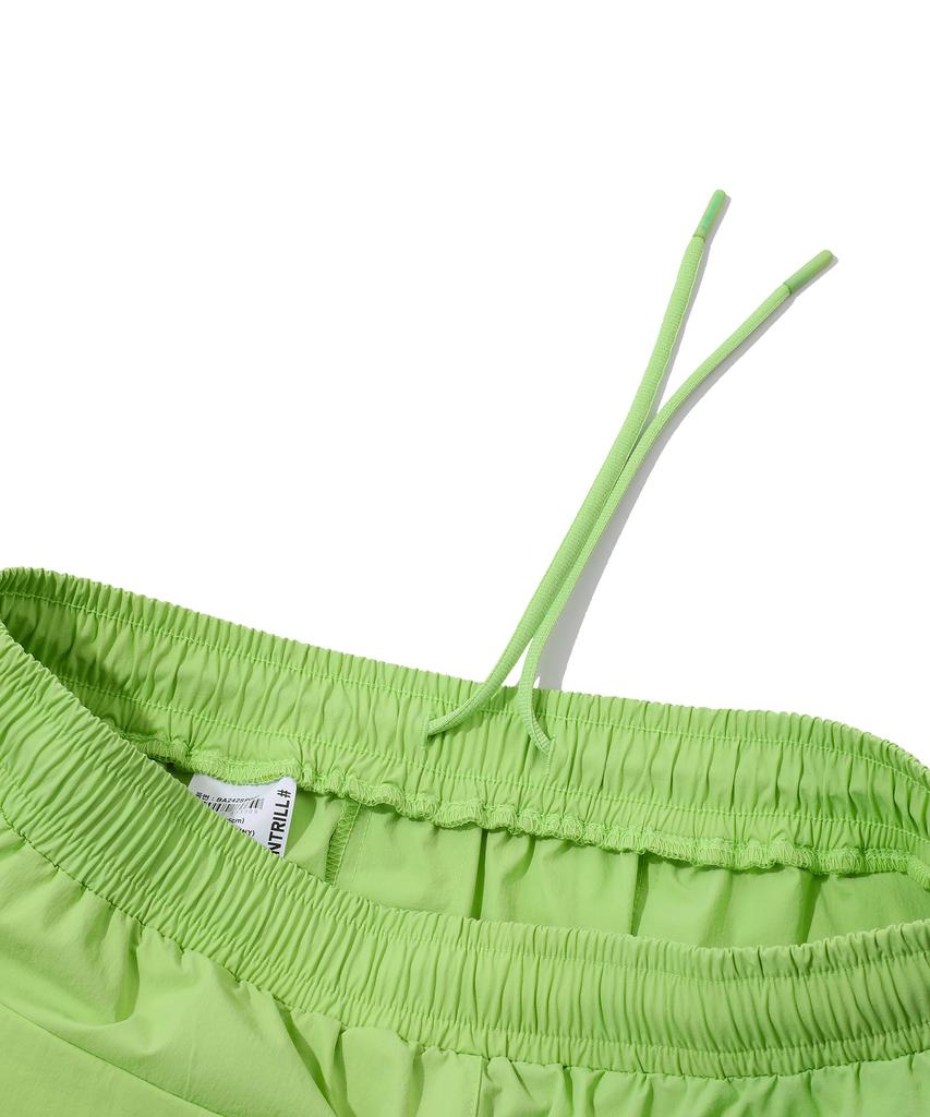 BEENTRILL Stand Collar Anorak Woven Setup Wide Fit Shorts (Neon Yellow)