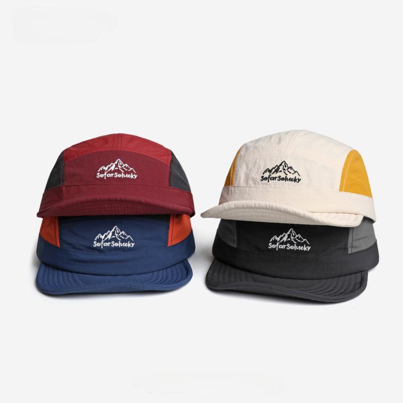 Fashion Hat Retro Color Block Mountain Peak Embroidery Soft Brim  Unisex Summer Outdoor Sunshade Quick-Dry Baseball Cap