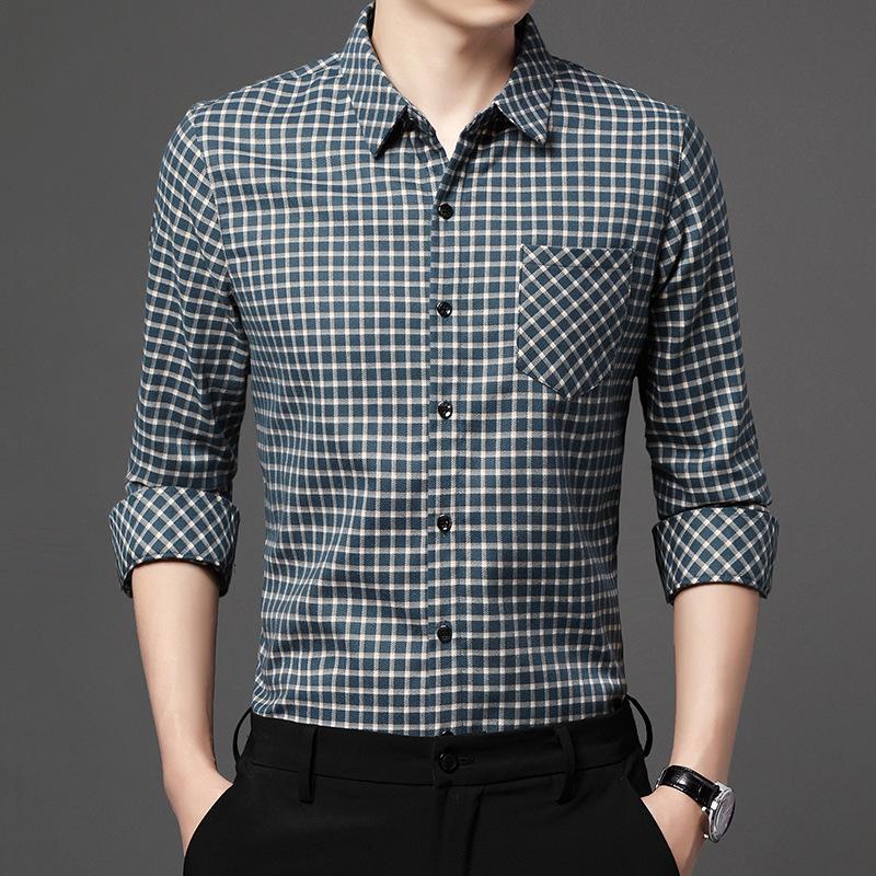 

Новая осенне-зимняя рубашка с длинными рукавами, утолщенная деловая рубашка, клетчатый мужской топ 3XL