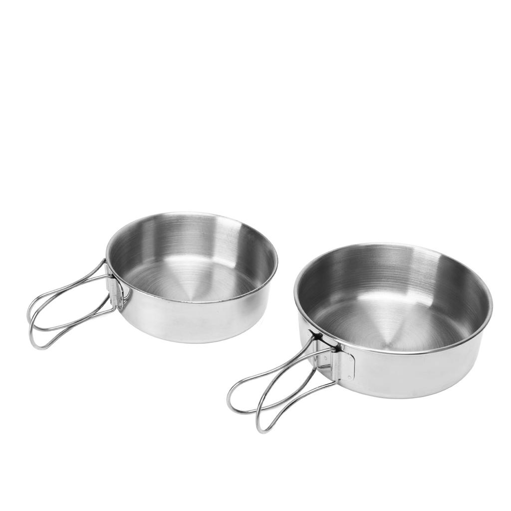 Outdoor Stainless Steel Bowl Portable Mini Camping Bowl with Foldable Handle for Camping Cookware Mess Kit