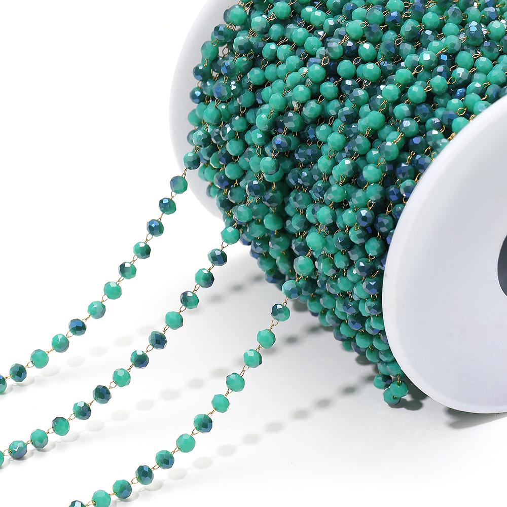 1 Meter Colorful 3mm Beads Beaded Chain Glass Crystal Beads Necklace Chain Accessories for Jewelry Making Components Crafts DIY