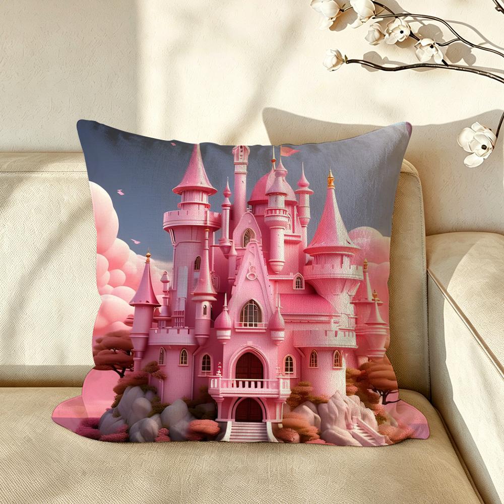 Art DDreamy CCastle Cushion Cover Pillow Case Antidustmite Pillowcase Silky Short Plush Sofa Cushion Cover hot