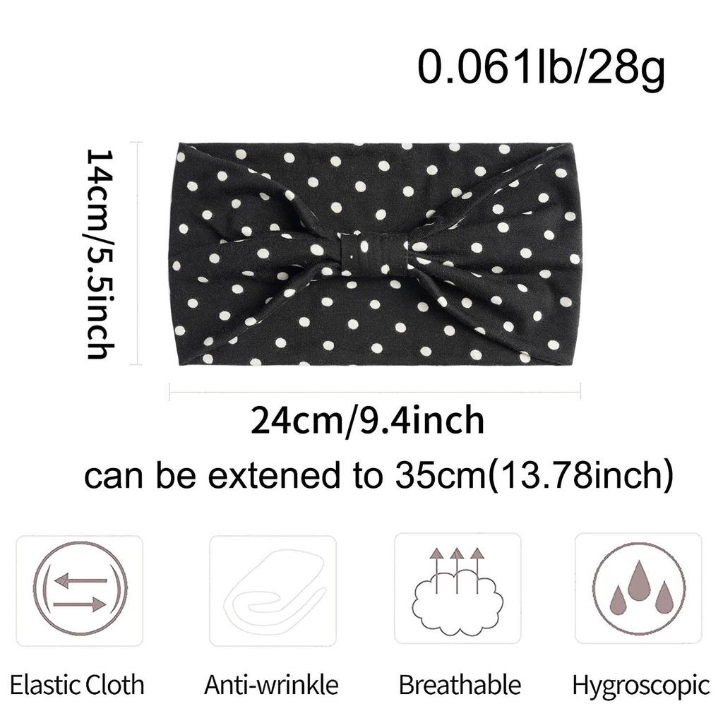 Wide Black Polka Dot Sports Headband for Women - Simple Elastic Fitness Style