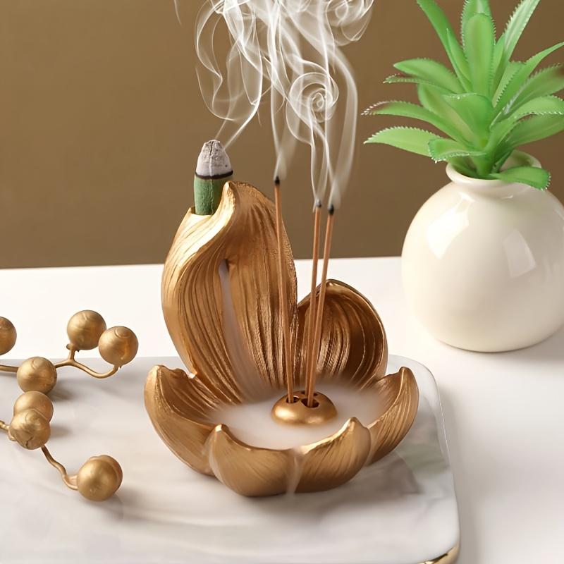 1 ud. Quemador de Conos de Incienso con Forma de Loto, Artículo Multiusos para Decoración del Hogar Adecuado para Yoga y Meditación