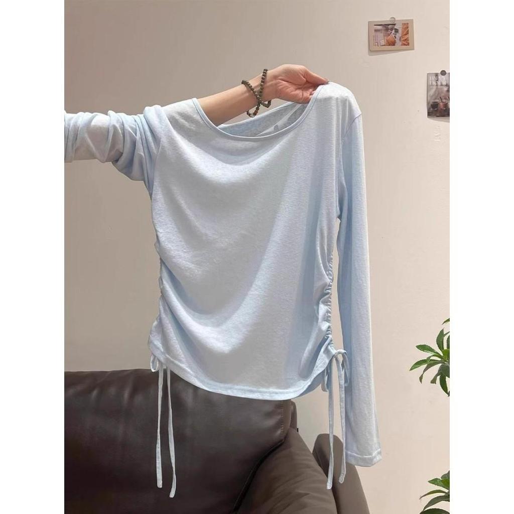 Eleganter durchsichtiger geraffter Cardigan: Stilvolles, leichtes Langarmshirt für den Herbst