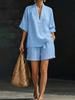 Spring 2026 Women's European & American Style V-neck Short Sleeve Set with Loose Wide-leg Pants - Fashionable Casual Wear