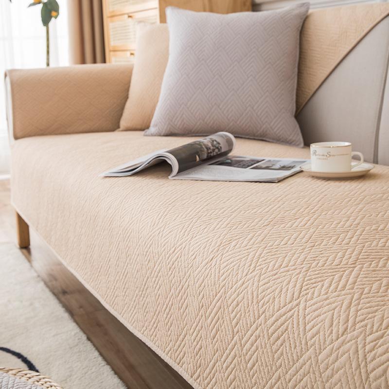 Double-Sided Cotton Washed Quilted Sofa Cushion Nordic Modern Simple Plain Embroidered Leather Sofa Cushion Towel