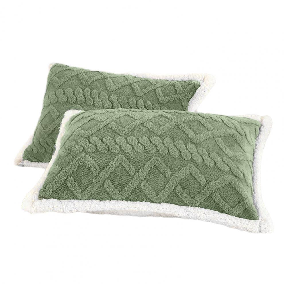 1Pc/2Pcs Stylish Cushion Cover Winter Warm Pillow Cover Double-Sided Fuzzy Pillowcase Pillow Protector for Bedroom Decoration