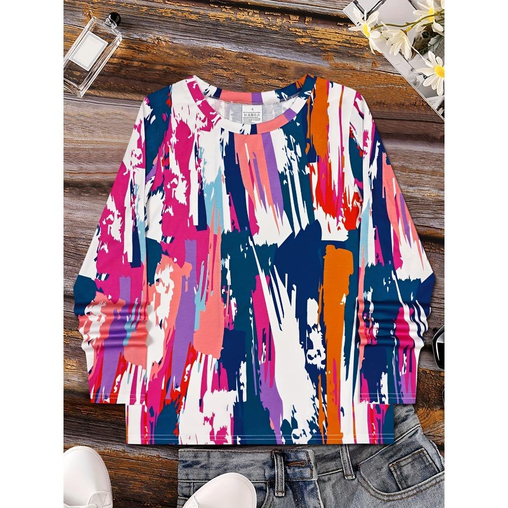 Simple, fashionable, and elegant vacation crew neck long-sleeve T-shirt