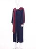 Womens Choir Performance Gown Color Block V Neck Puff Sleeves Split Front Zipper Design Flowy Stage Costume for Worship Events