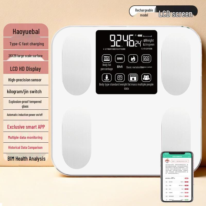 Rechargeable High-Precision Body Fat and Weight Scale