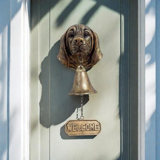 Dog Welcome Bell Vintage Shopkeepers Bell Wall Mounted Dog Door Bell with Welcome Sign for Farmhouse Home Front Door Entrance