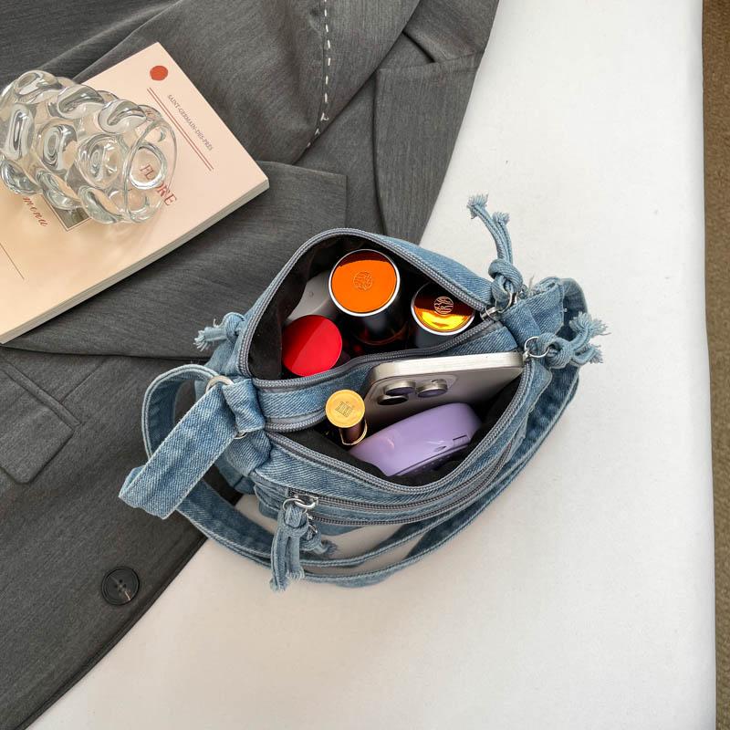Vintage Denim Bag Women's Crossbody Bag Large Capacity Multi-Pocket Lightweight Shoulder Bag