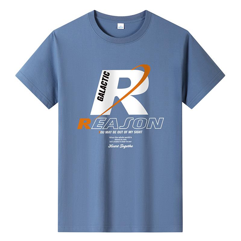 

QICED Летняя футболка с короткими рукавами, мужская футболка с круглым вырезом и трендовым низом XXXL тафтса синий