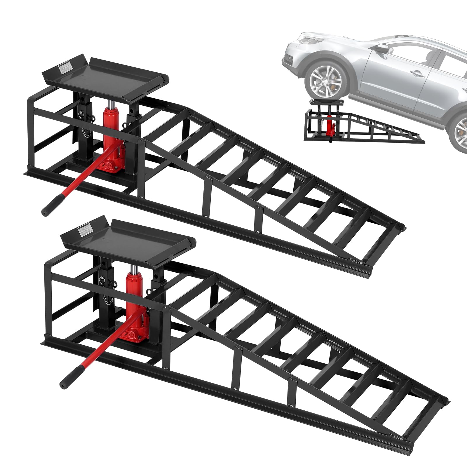 2 шт. Гидравлические автомобильные пандусы для замены масла, Прочные стальные автомобильные подъемные пандусы 11050 фунтов, Безопасные гаражные пандусы для грузовиков и автомобилей