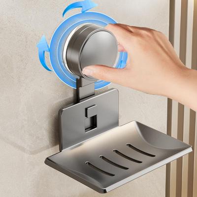 Wall-Mounted Punch-Free Suction Cup Soap Dish - Creative High-End Bathroom Draining Storage Rack