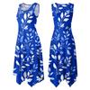 Women Casual Sleeveless Floral Print Dress Round Neck Irregular Hem Mid Length Summer Dress Lightweight Comfortable Fabric