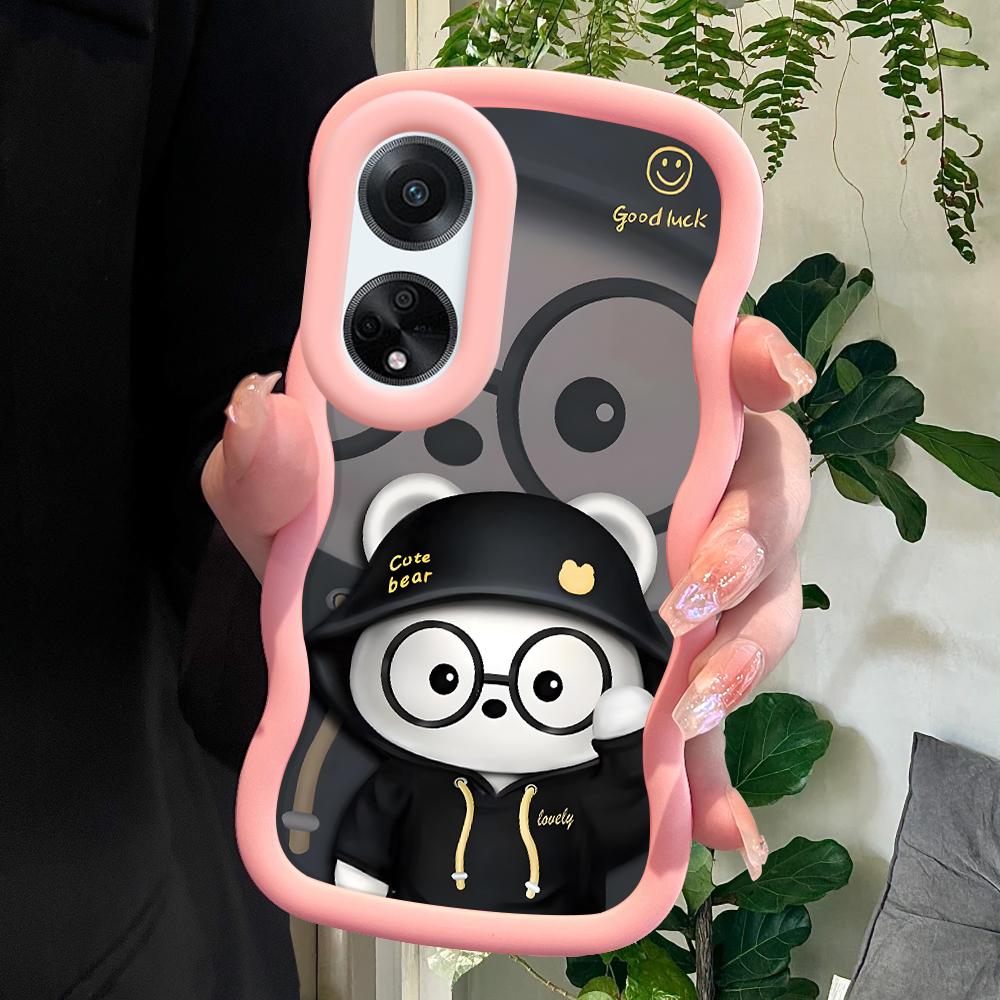 

Окрашенный узор Big Wave Edge Мягкий силиконовый материал Macaron чехол для телефона противоударный защитный резиновый чехол для OPPO Reno Realme Realme C25Y розовый