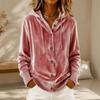Velvet Hooded Button Cardigan Coat Solid Color Long Sleeve