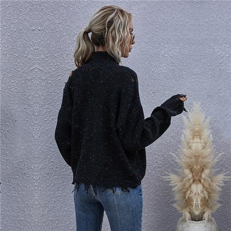 Women Loose Knitted Turtleneck Sweater Pullover Top Solid Color Full Sleeve All Match Spring Fall S-L