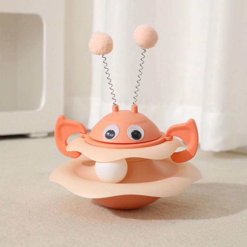 Little Bee Unbreakable Doll Rotating Play Plate, Little Cat Self-entertainment and Boredom, Cat Spinning Plate, Biting and Scratch-resistant Cat Toy