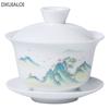 1pcs Tea Cup Ceramic Tea Bowl White Porcelain Large Sancai Cover Bowl Teacup Kung Fu Tea High Quality Chinese Style
