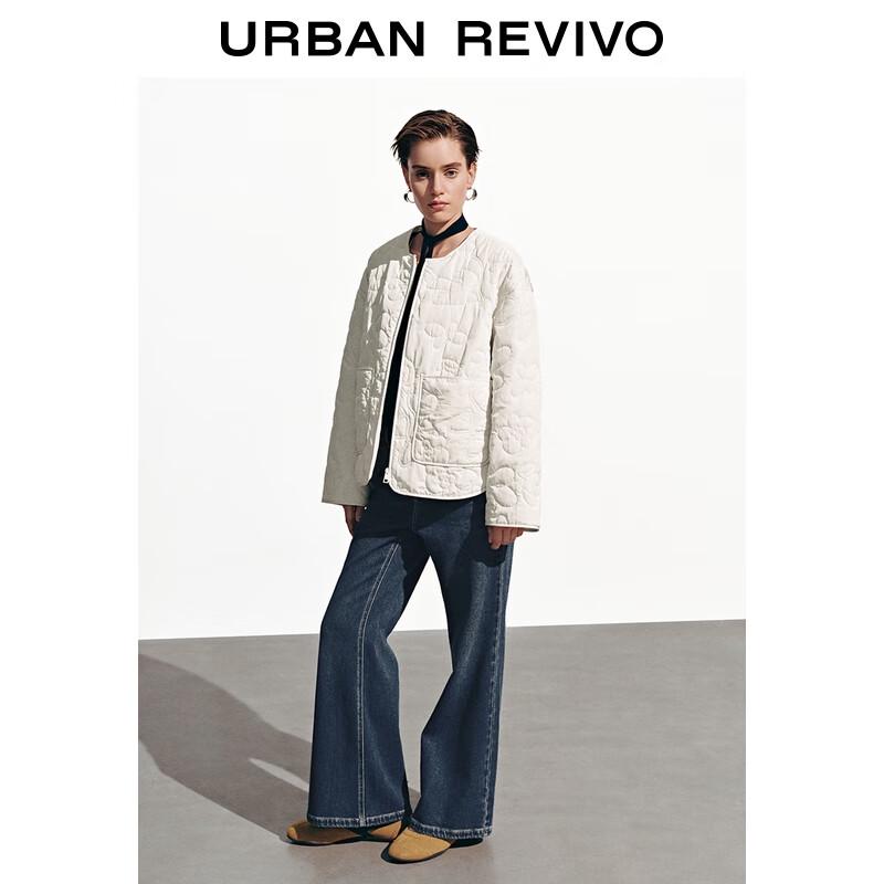 UR 2025 Autumn Women's Quilted Floral Zipper Cotton Jacket