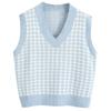 Women's Casual V-Neck Pullover Shirt Collision Color Sleeveless Sweater Vest
