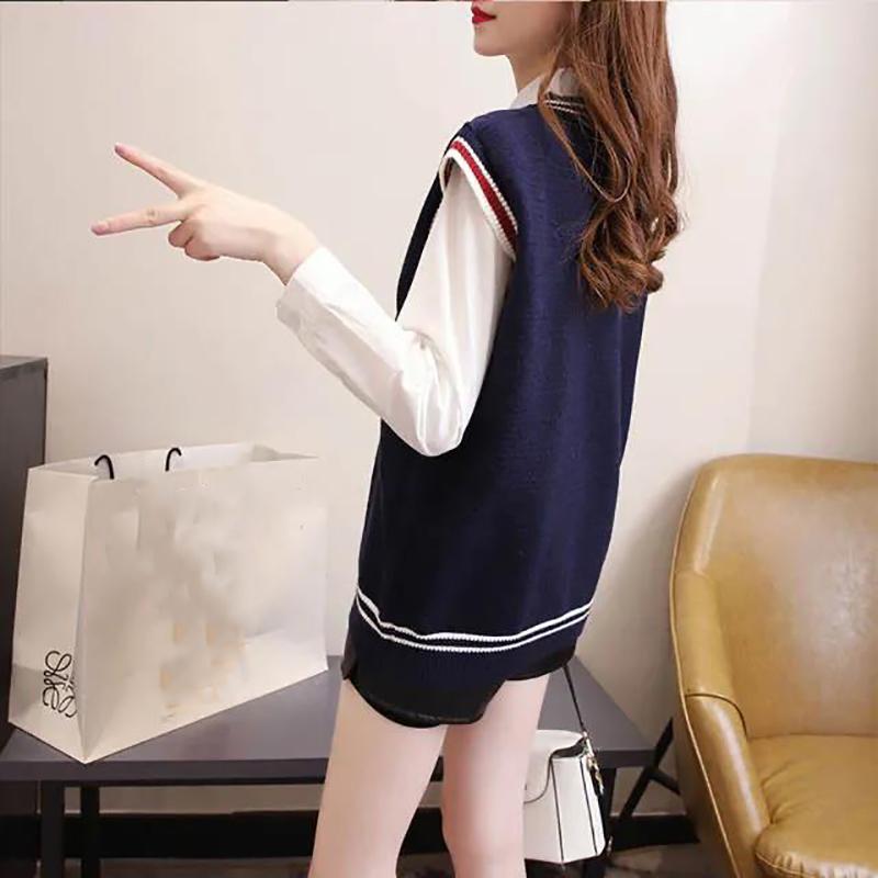 Pulloverweste für Damen mit Bärenmuster, ärmellos, Strickweste, Damenweste mit V-Ausschnitt, Oberbekleidung, All-Match-Strickweste